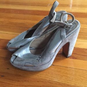 Marni grey suede and silver slingback heels